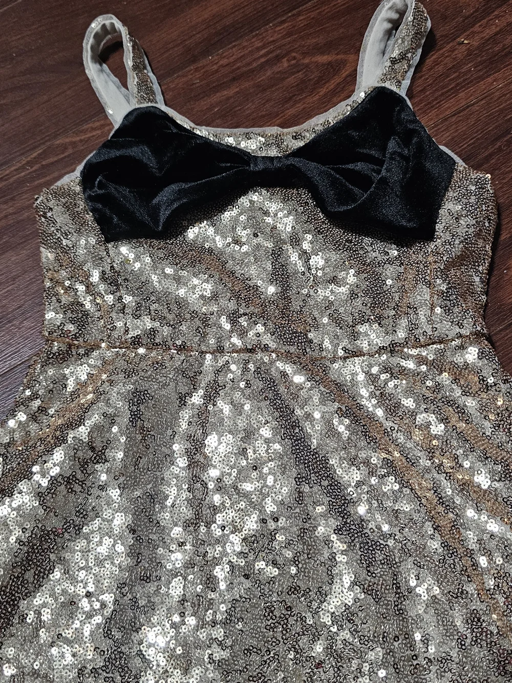 Cat & Jack Gold Sequin Dress with Black Bow